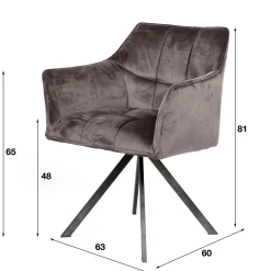 Fauteuil pivotant velours gris pied étoile MELBOURNE (lot de 2)