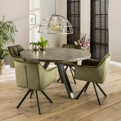 Fauteuil pivotant velours vert pied étoile MELBOURNE (lot de 2)