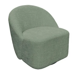 Fauteuil pivotant vert dossier rond tissu texturé doux IENA