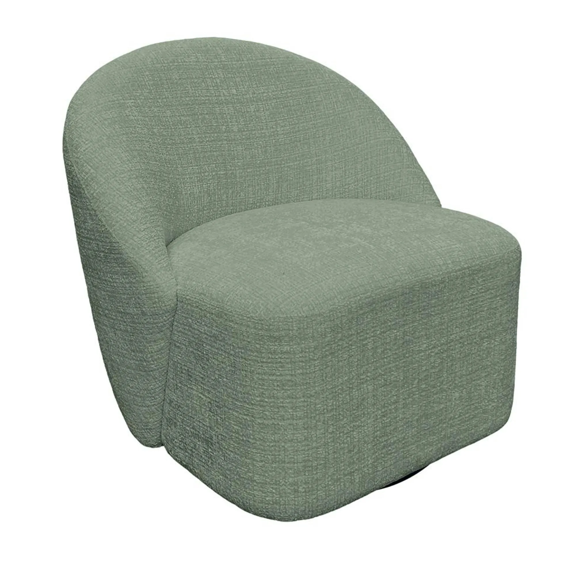 Fauteuil pivotant vert dossier rond tissu texturé doux IENA