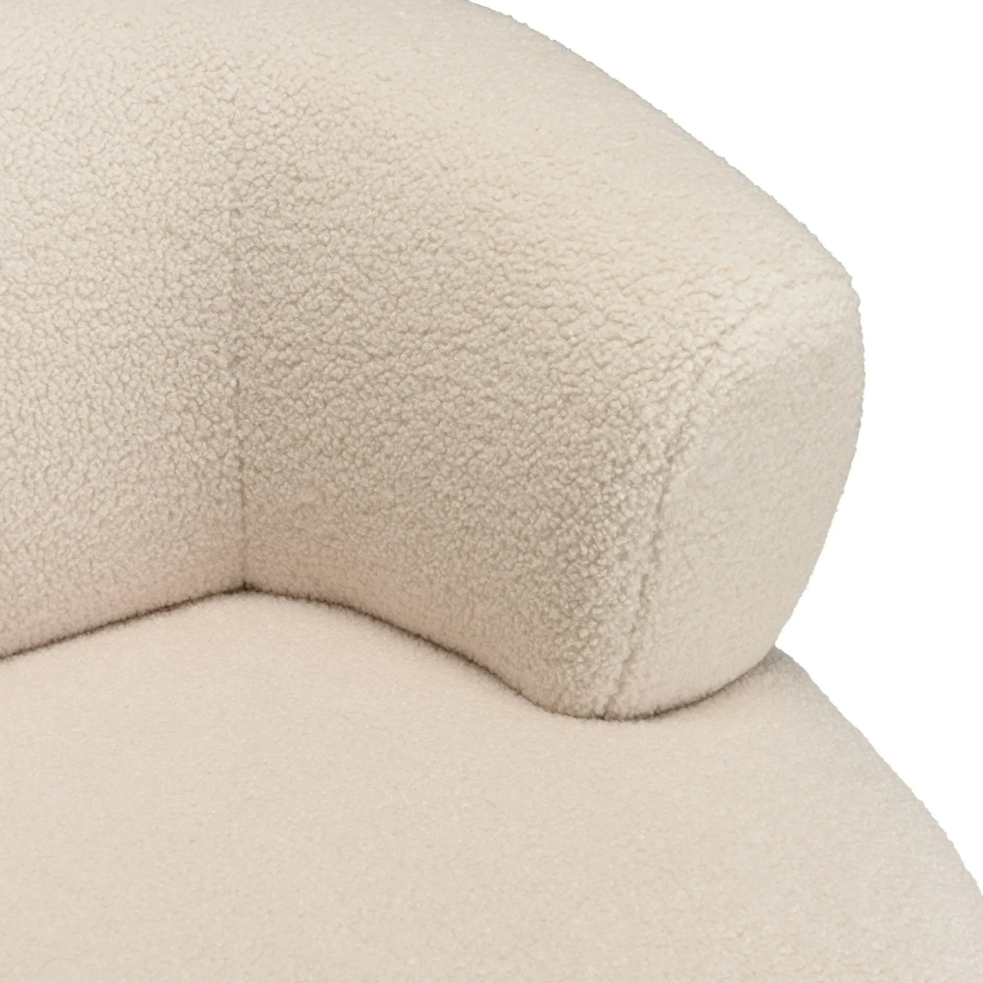 Fauteuil pouf tissu bouclette écru TIM
