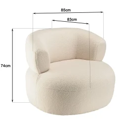 Fauteuil pouf tissu bouclette écru TIM