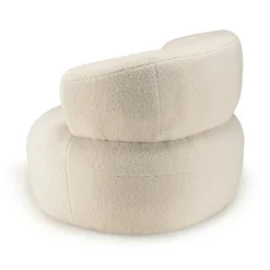 Fauteuil pouf tissu bouclette écru TIM