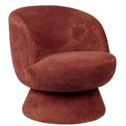 Fauteuil prune pivotant - tissu chenille, style rétro IENA