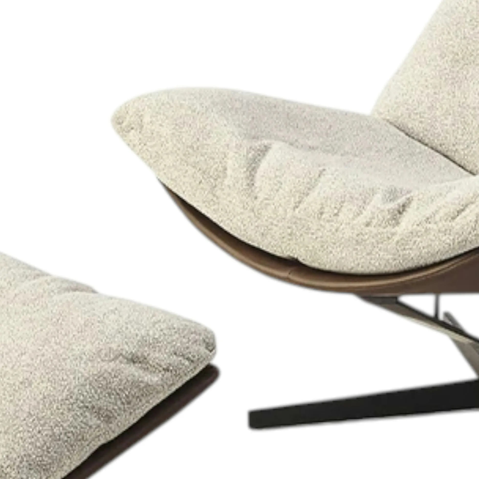 Fauteuil relax grège, avec repose-pieds LOMBARDIE