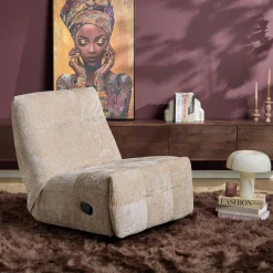 Fauteuil relax inclinable beige tissu chenille BELORA