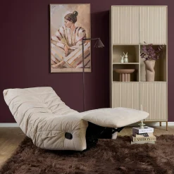 Fauteuil relax inclinable beige tissu plissé BELORA