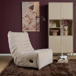 Fauteuil relax inclinable beige tissu plissé BELORA