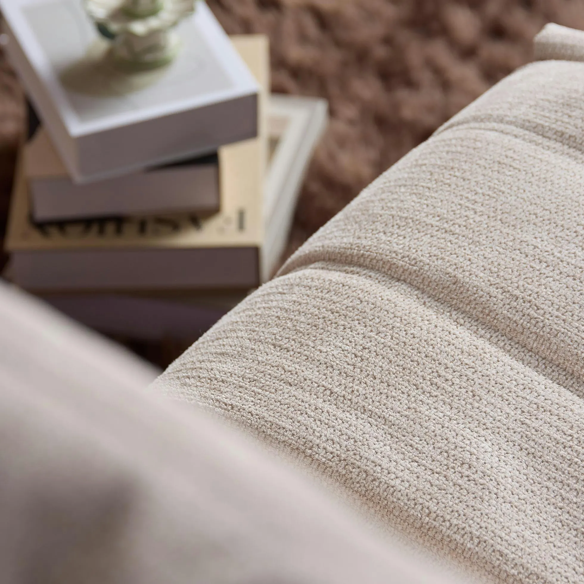 Fauteuil relax inclinable beige tissu plissé BELORA