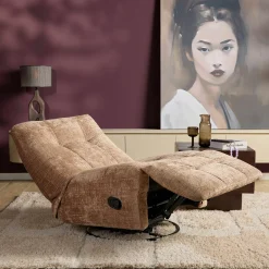 Fauteuil relax inclinable cannelle tissu chenille BELORA