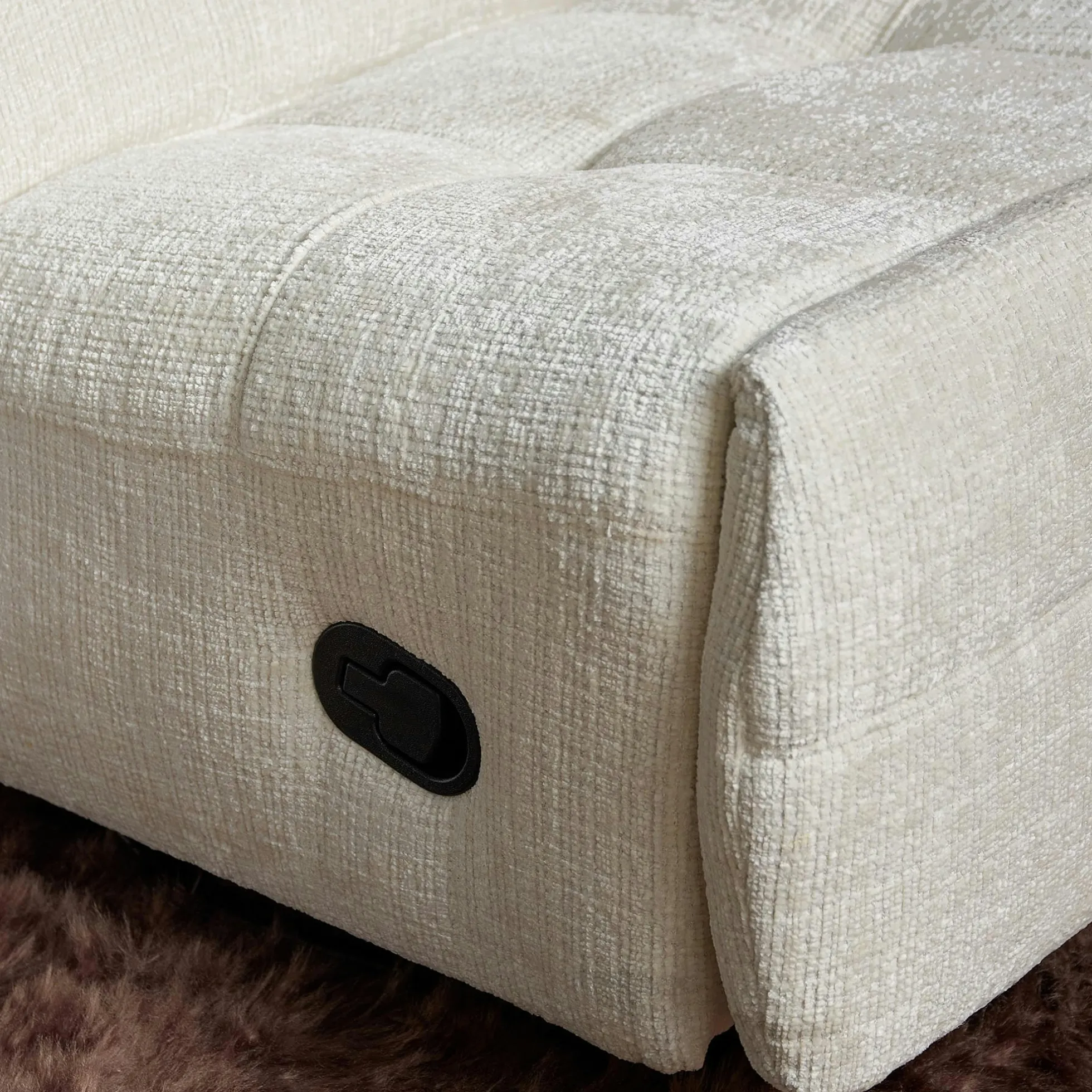 Fauteuil relax inclinable écru tissu chenille BELORA