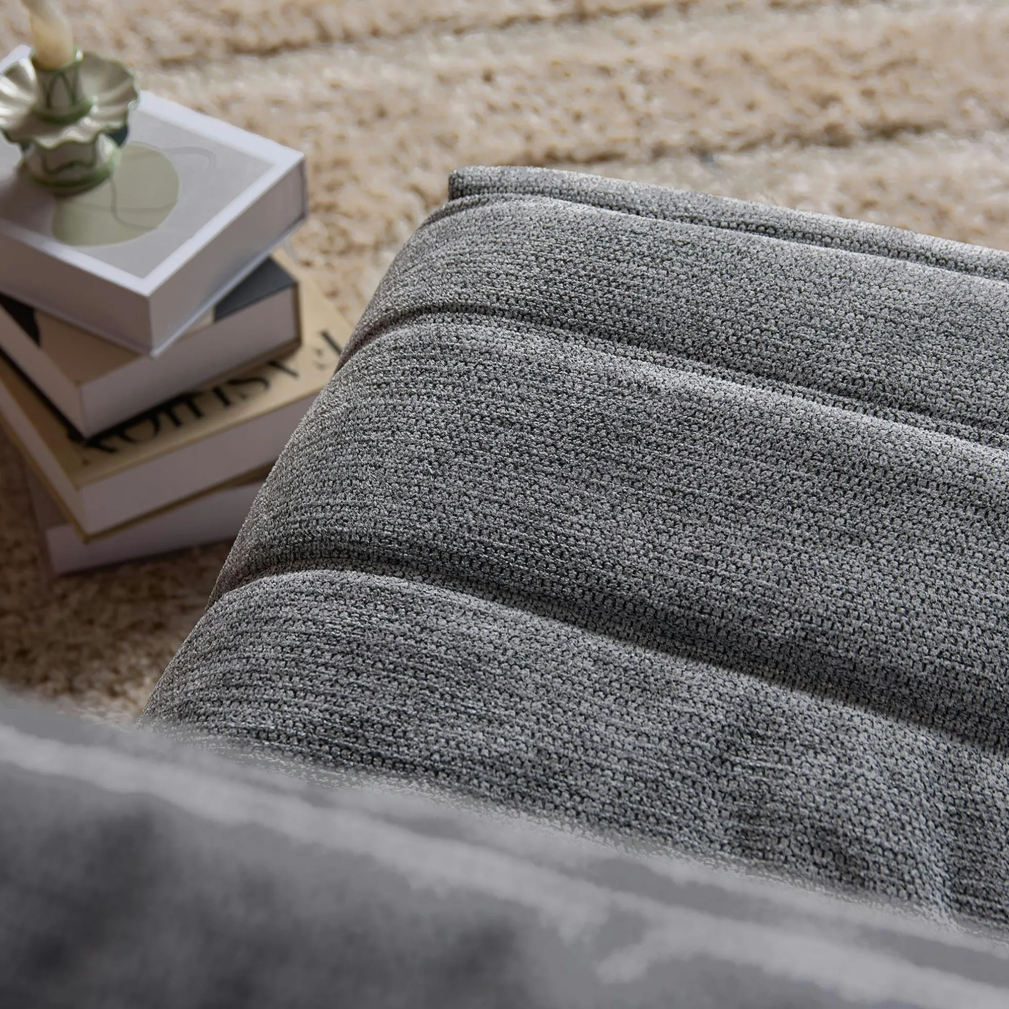 Fauteuil relax inclinable gris tissu plissé BELORA