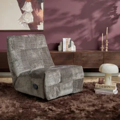 Fauteuil relax inclinable gris tissu chenille BELORA