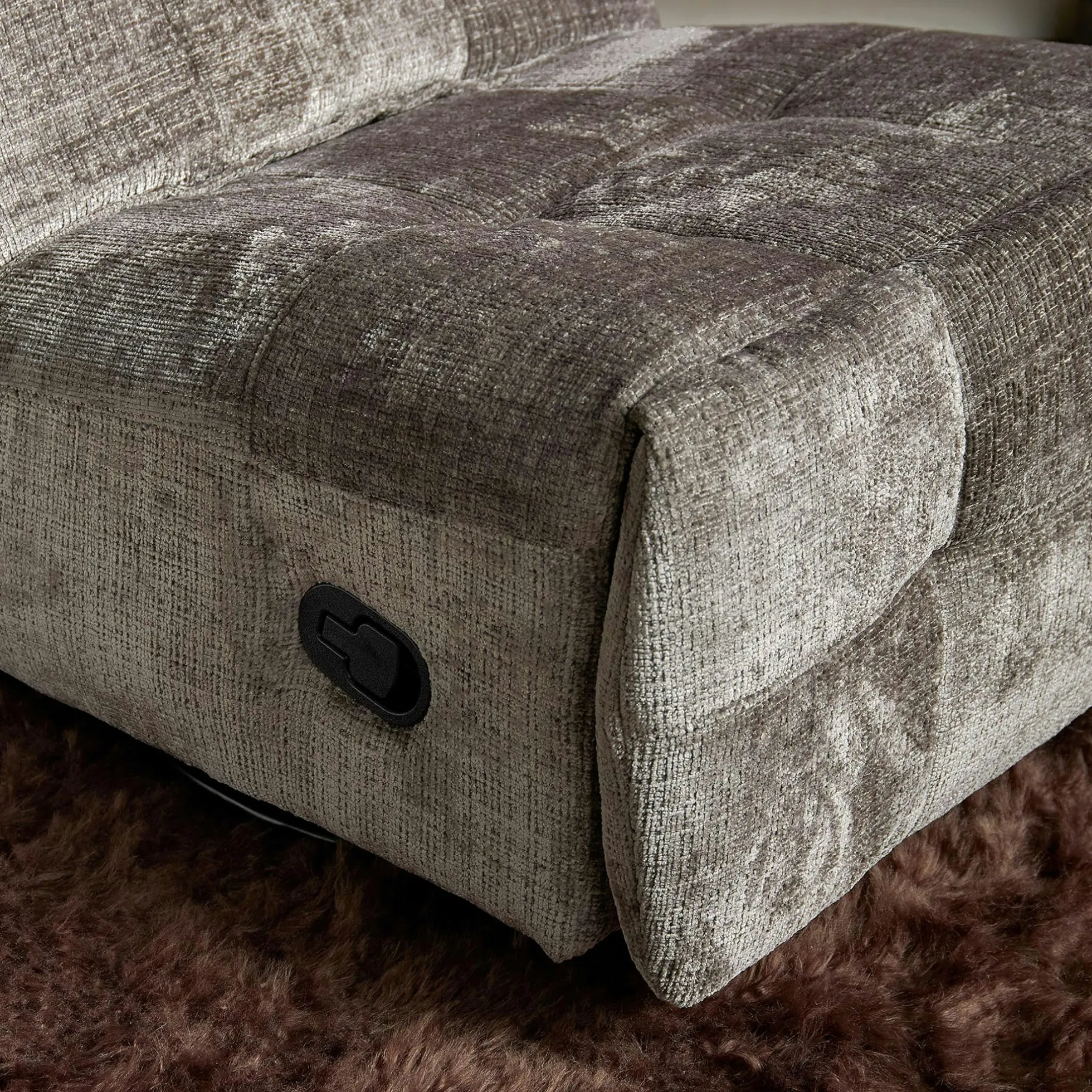 Fauteuil relax inclinable gris tissu chenille BELORA