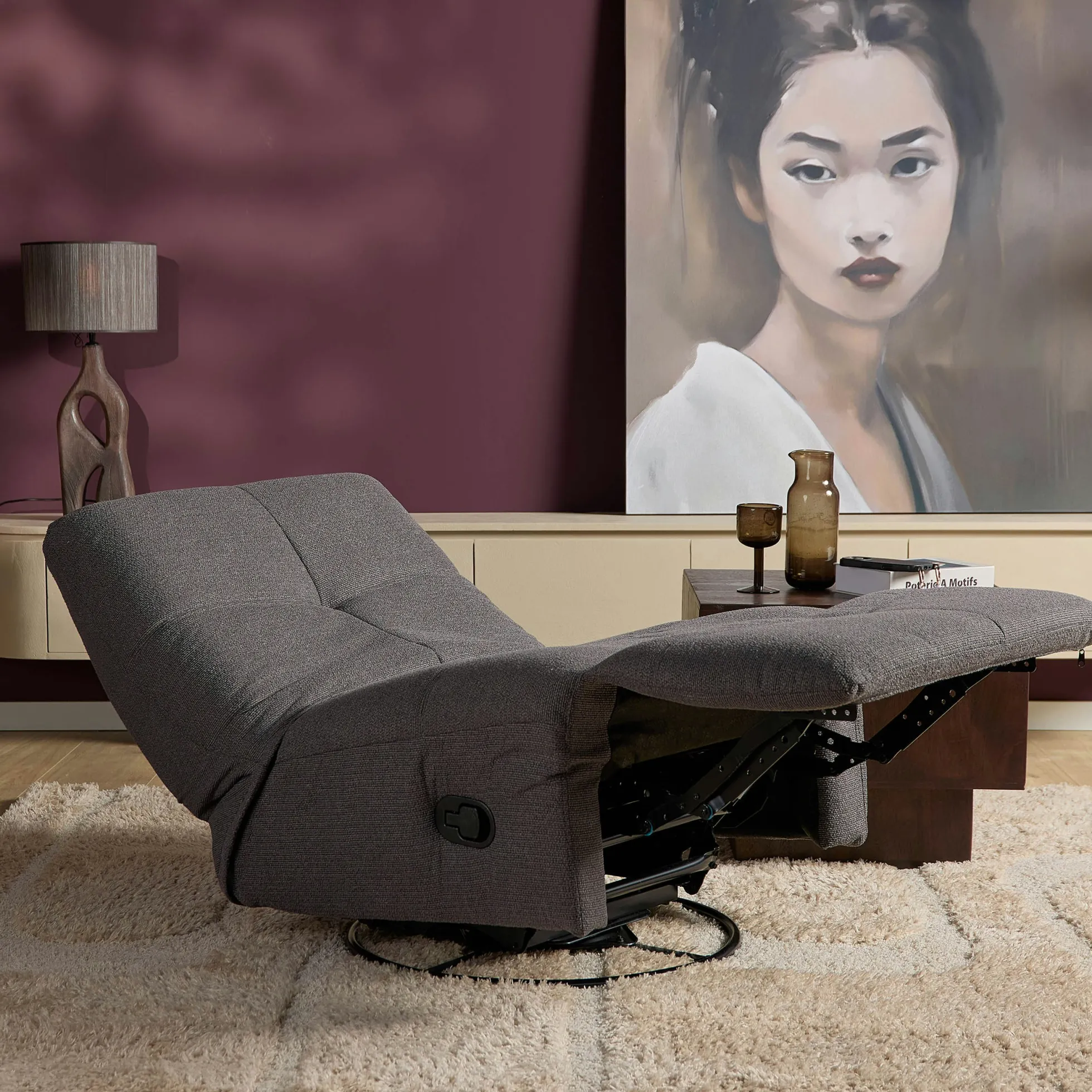 Fauteuil relax inclinable gris foncé BELORA