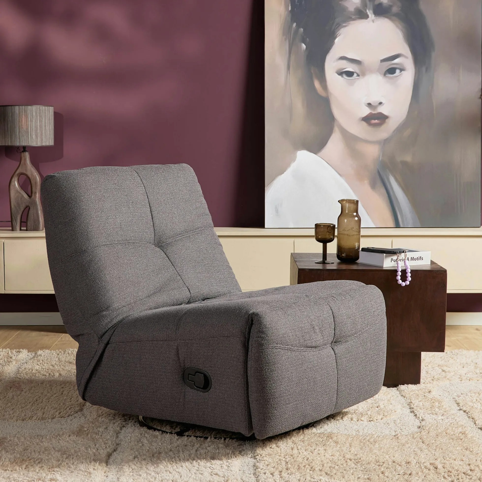 Fauteuil relax inclinable gris foncé BELORA