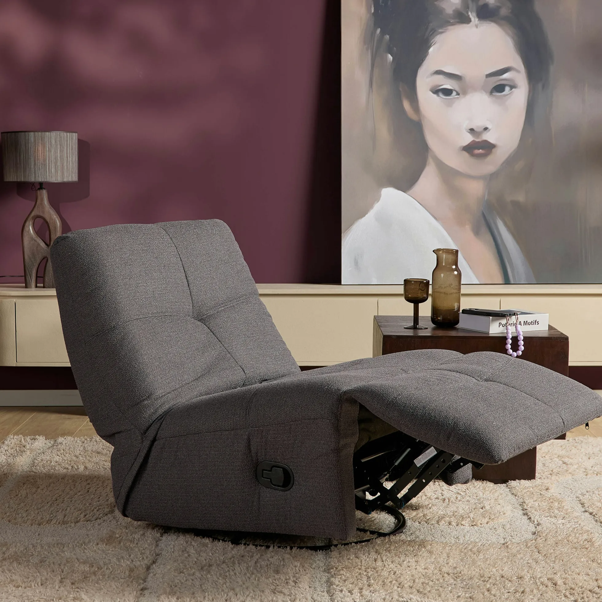 Fauteuil relax inclinable gris foncé BELORA