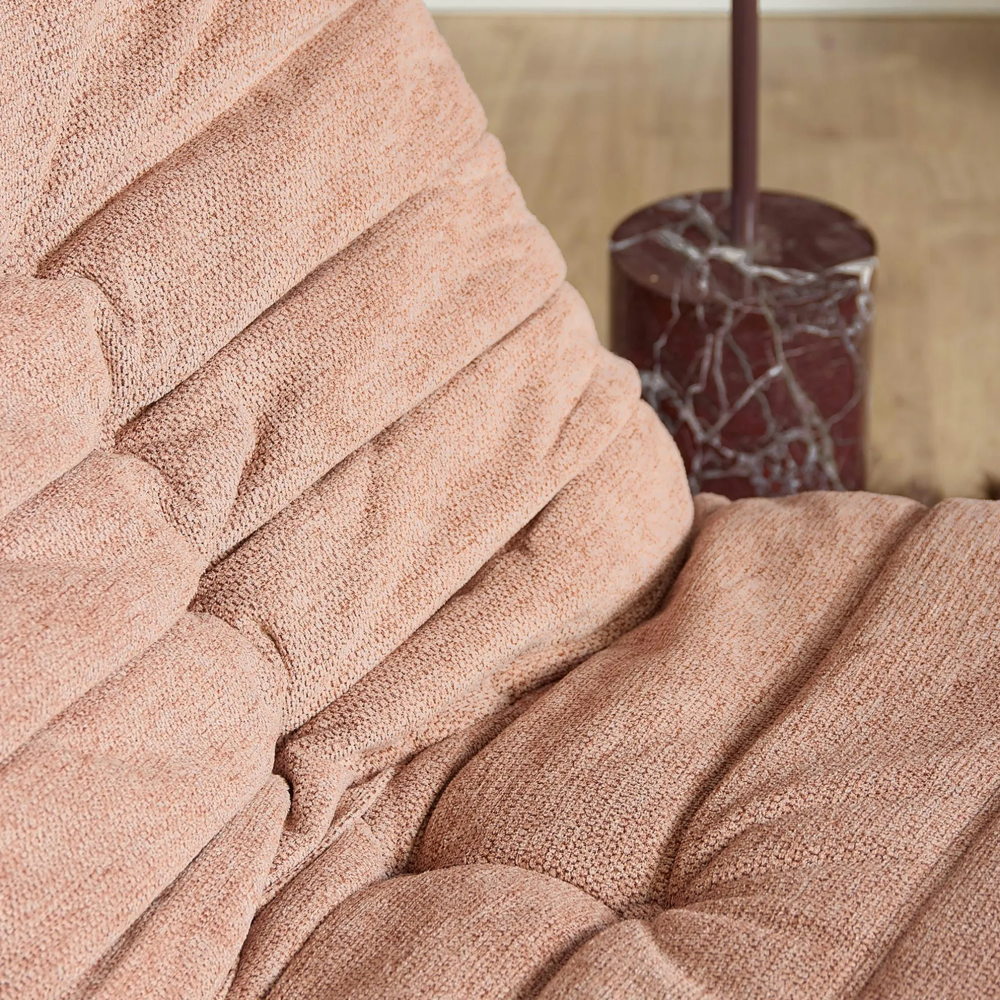 Fauteuil relax inclinable rose tissu plissé BELORA