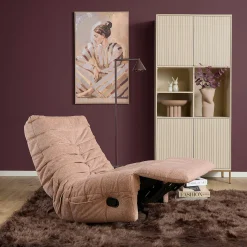 Fauteuil relax inclinable rose tissu plissé BELORA