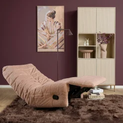 Fauteuil relax inclinable rose tissu plissé BELORA
