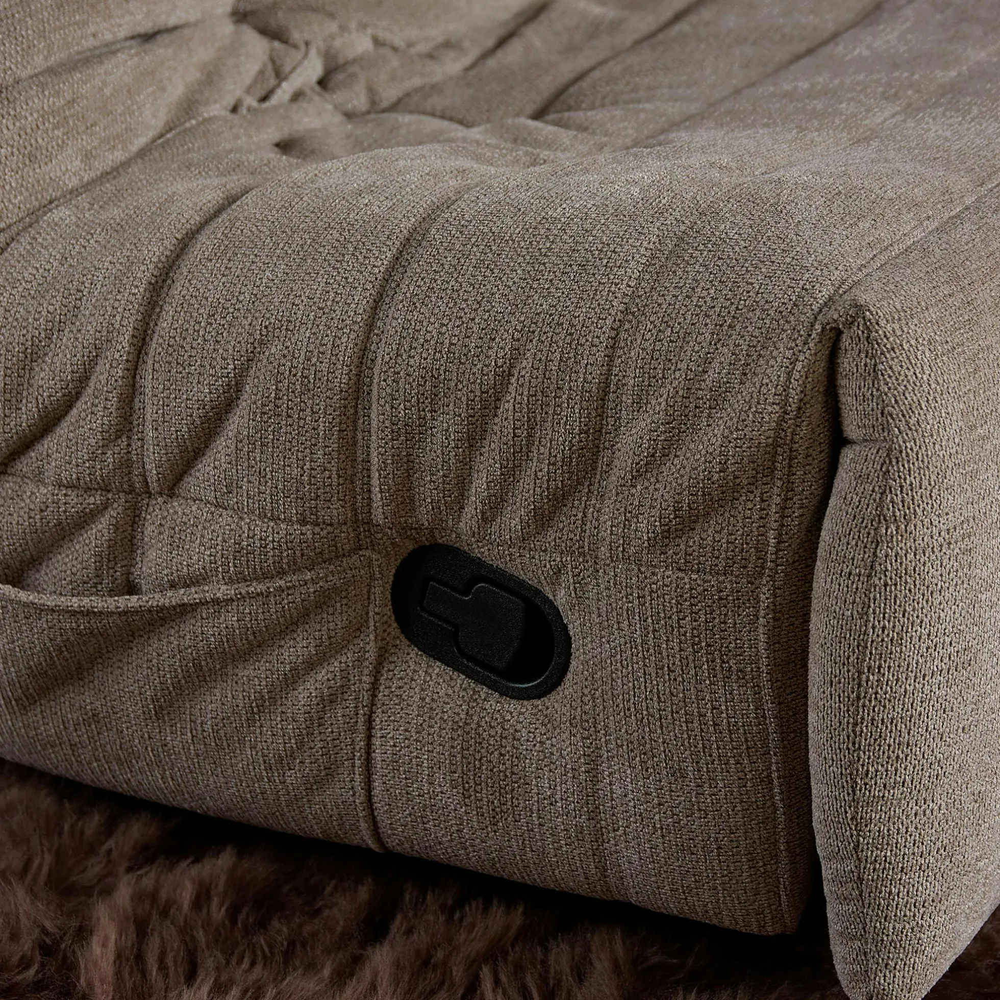 Fauteuil relax inclinable taupe tissu plissé BELORA