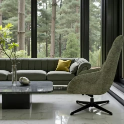 Fauteuil relax pivotant tissu vert kaki IENA