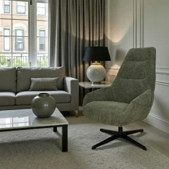 Fauteuil relax pivotant tissu vert kaki IENA