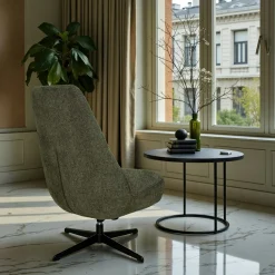 Fauteuil relax pivotant tissu vert kaki IENA