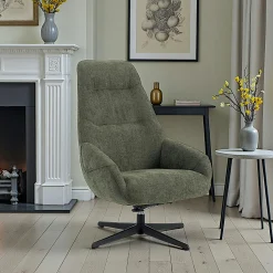 Fauteuil relax pivotant tissu vert kaki IENA