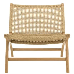 Fauteuil relax teck et cordes tressées beiges (lot de 2) SUMMER