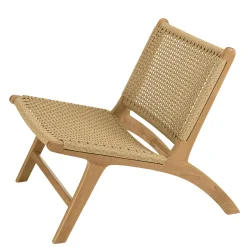 Fauteuil relax teck et cordes tressées beiges (lot de 2) SUMMER