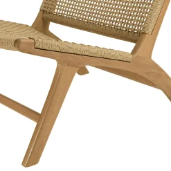 Fauteuil relax teck et cordes tressées beiges (lot de 2) SUMMER