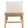 Fauteuil relax teck naturel coussins blancs MANAK
