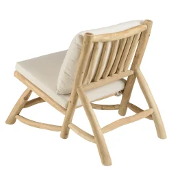 Fauteuil relax teck naturel coussins blancs MANAK