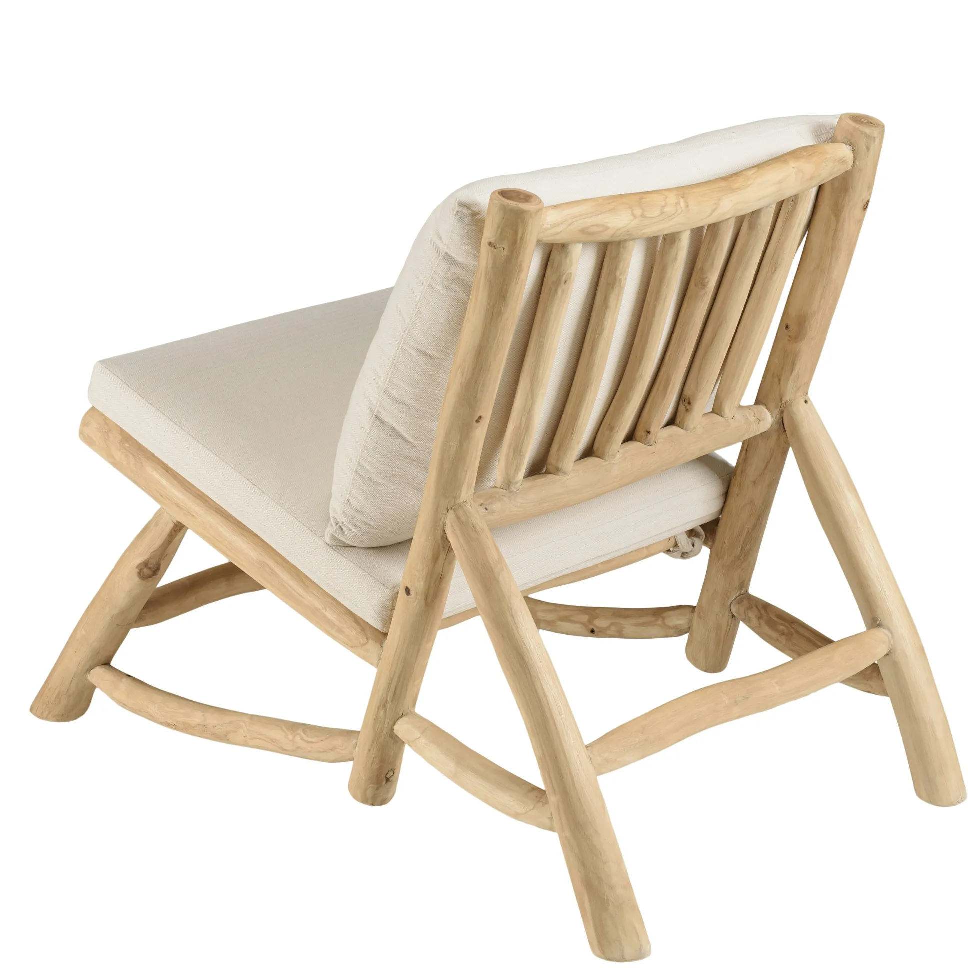 Fauteuil relax teck naturel coussins blancs MANAK