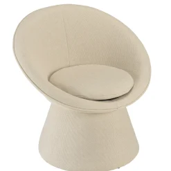 Fauteuil rembourré en tissu beige CASTILLE