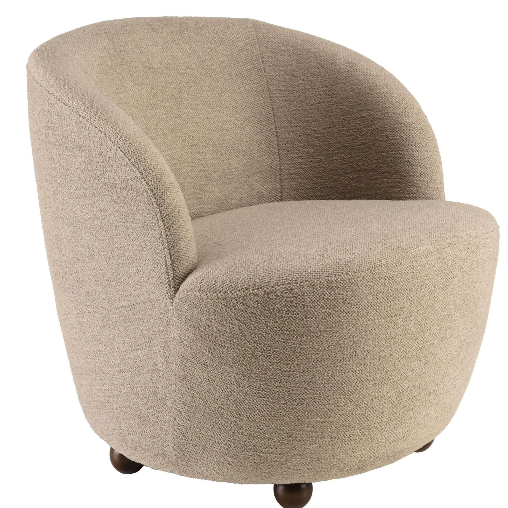 Fauteuil rembourré en tissu taupe CASTILLE