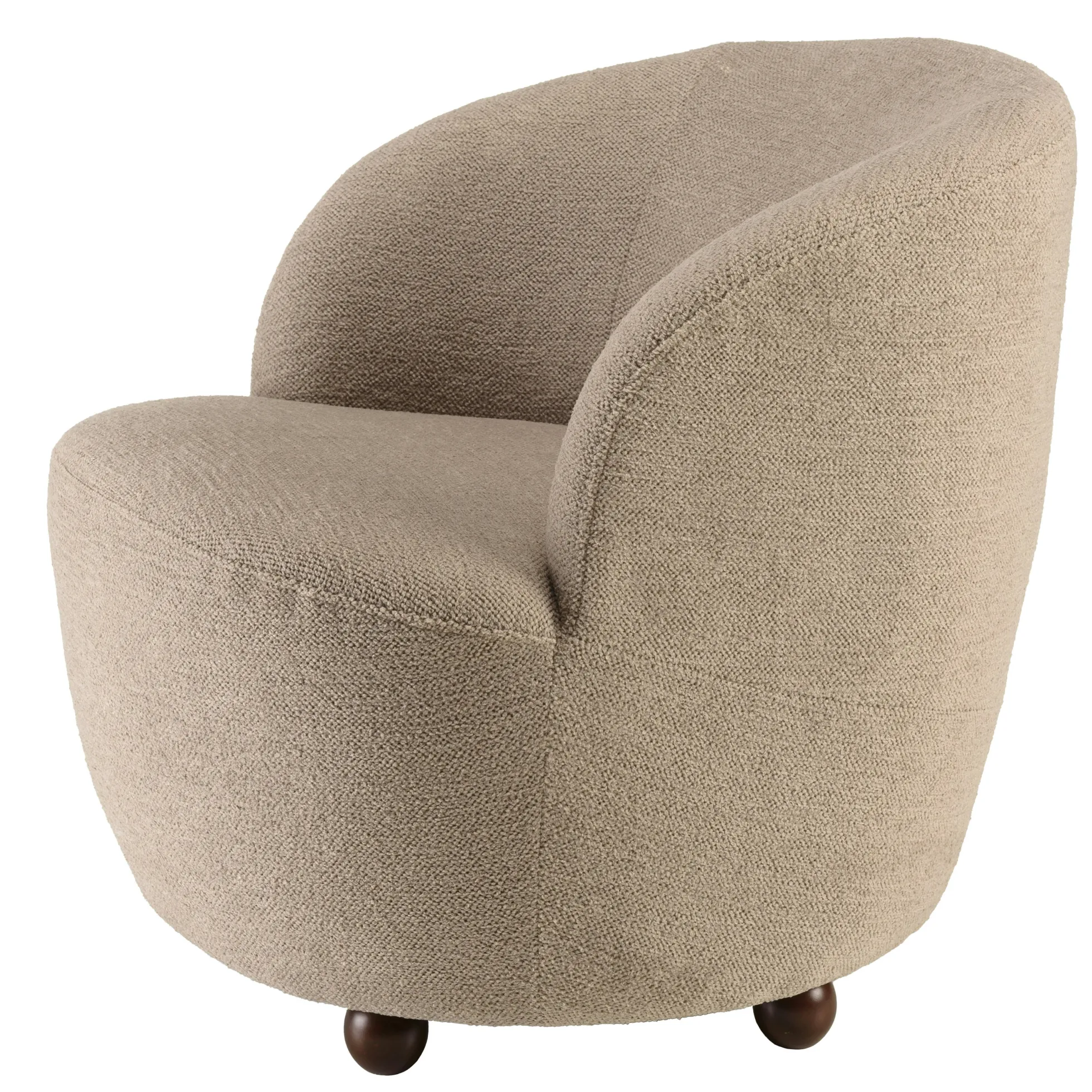 Fauteuil rembourré en tissu taupe CASTILLE