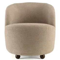 Fauteuil rembourré en tissu taupe CASTILLE