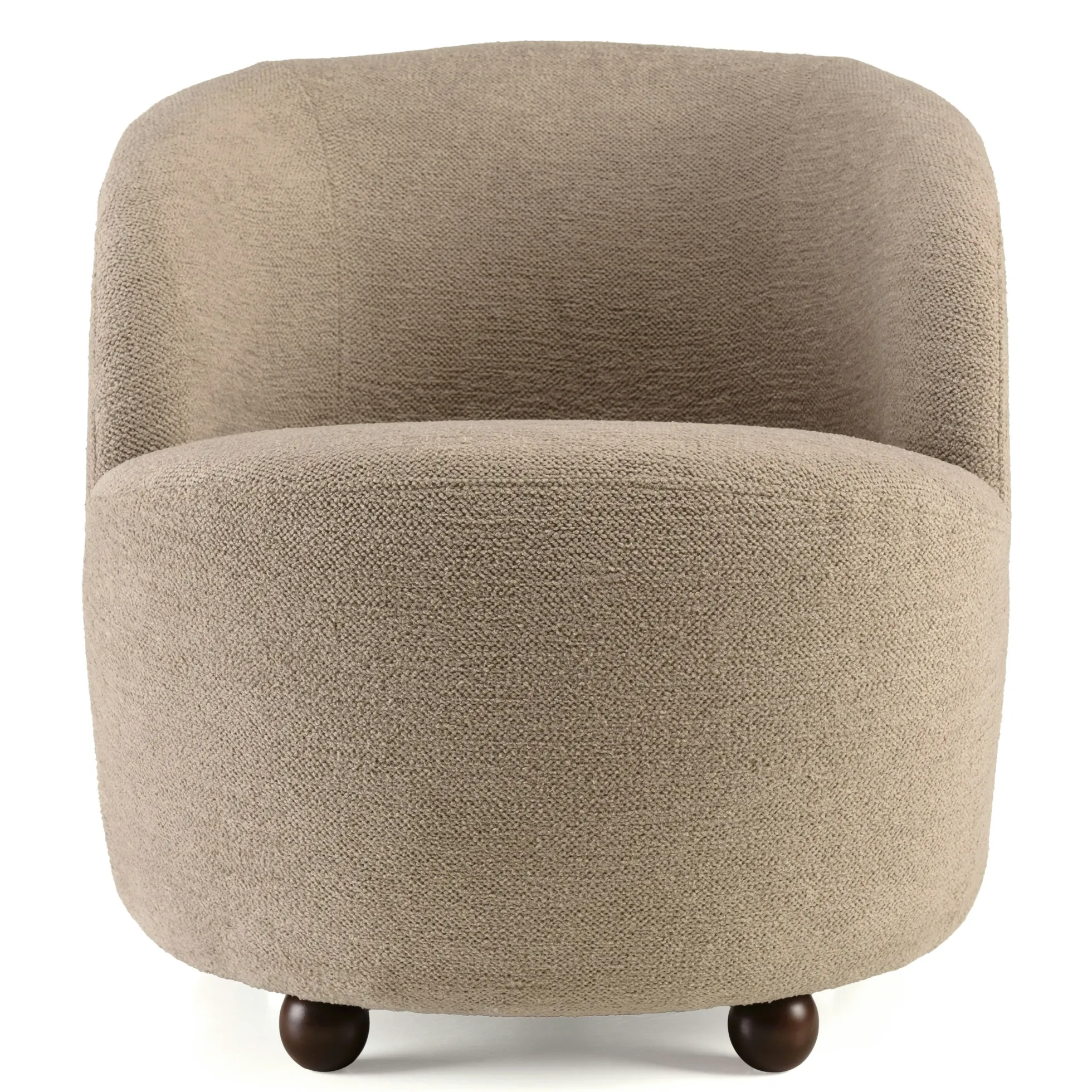 Fauteuil rembourré en tissu taupe CASTILLE