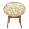 Fauteuil rond beige bois recyclé et chanvre tressé SWING