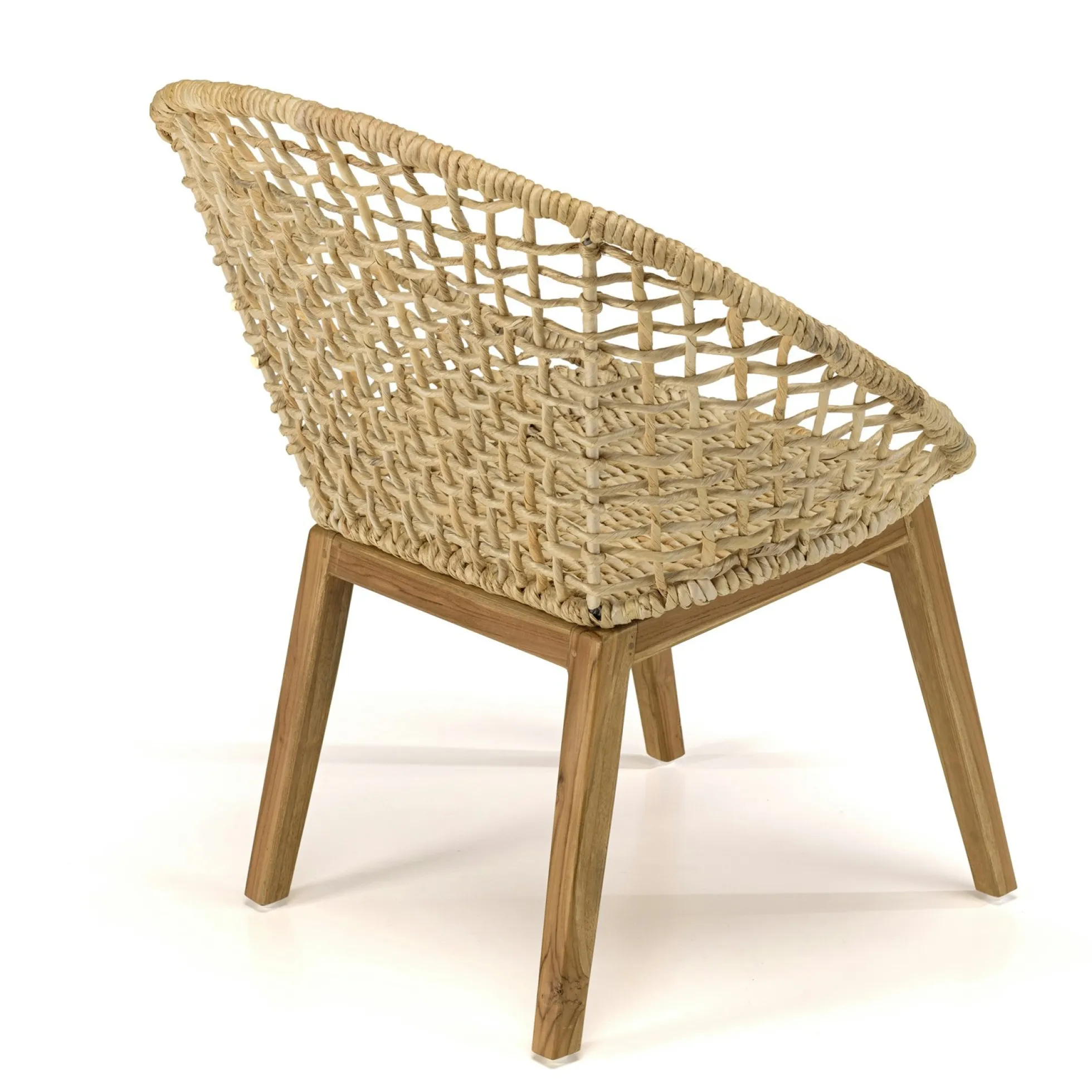 Fauteuil rond beige bois recyclé et chanvre tressé SWING