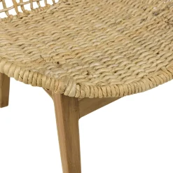 Fauteuil rond beige bois recyclé et chanvre tressé SWING