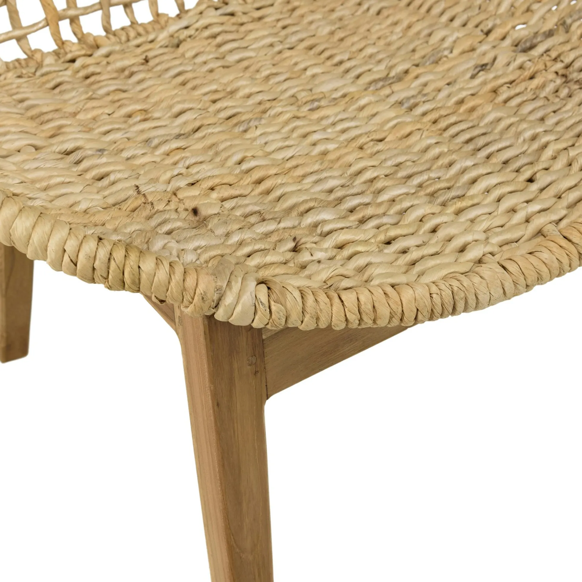 Fauteuil rond beige bois recyclé et chanvre tressé SWING