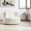 Fauteuil rond blanc crème - tissu bouclette LUCCA