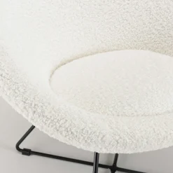Fauteuil rond blanc tissu bouclette TIM