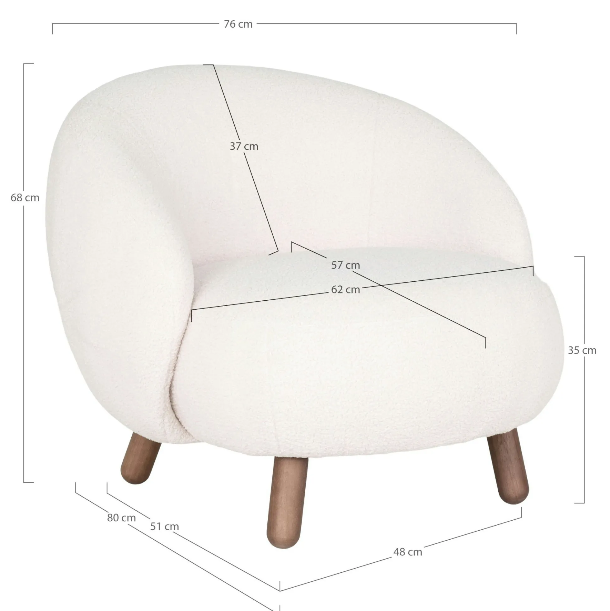 Fauteuil rond contemporain en peau de mouton synthétique BERLIN