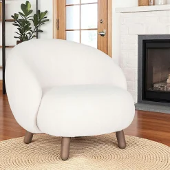 Fauteuil rond contemporain en peau de mouton synthétique BERLIN