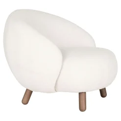 Fauteuil rond contemporain en peau de mouton synthétique BERLIN