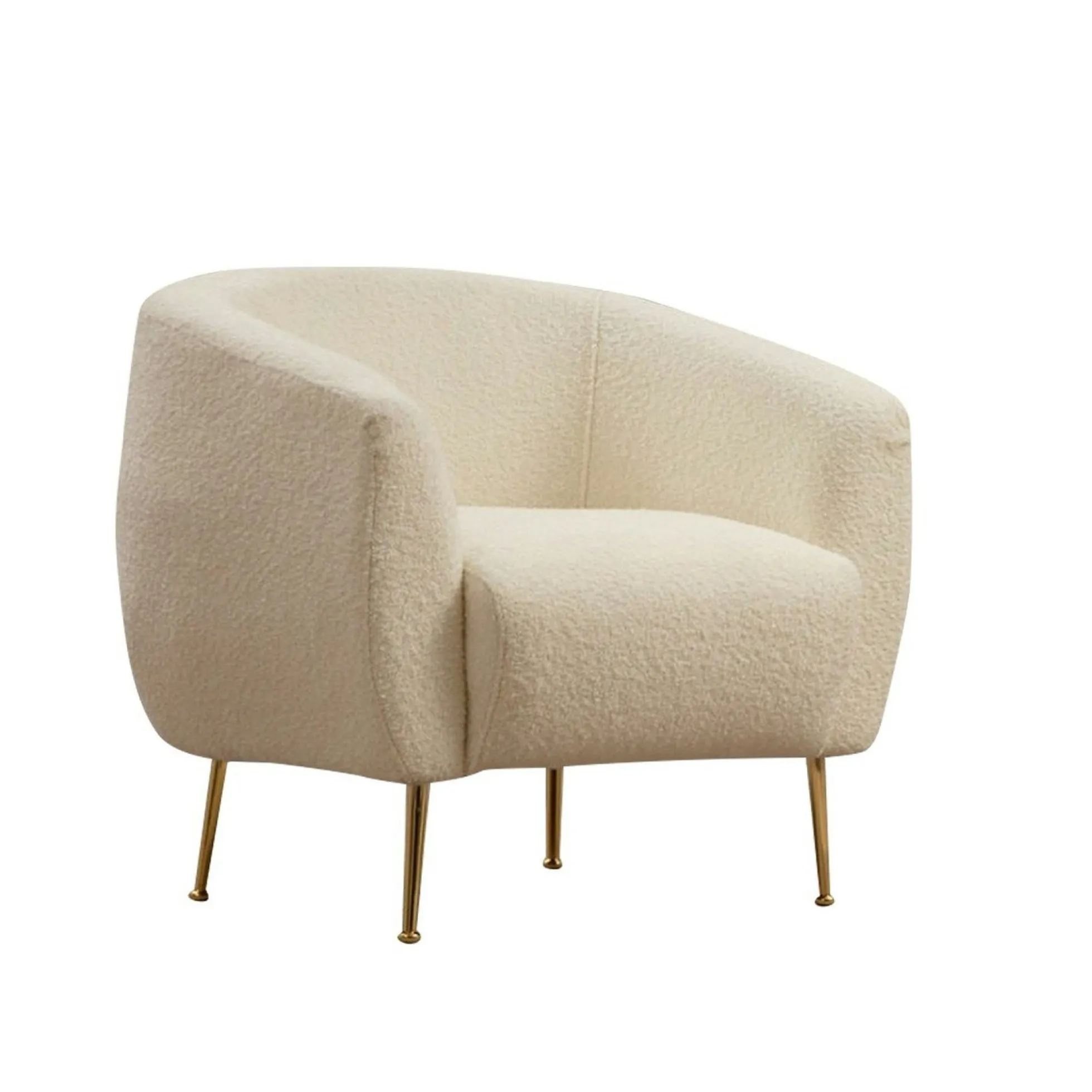 Fauteuil rond écru - pieds dorés LUCCA